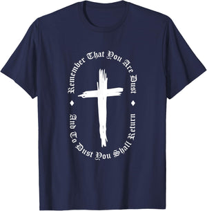 Easter Bunny Egg Hunting Clothing Ash Wednesday Remember That You Are Dust -Adults, Kids Black Cotton 100% Short Sleeve Modern Classic Fit Small T-Shirt - T-Shirt | Navy