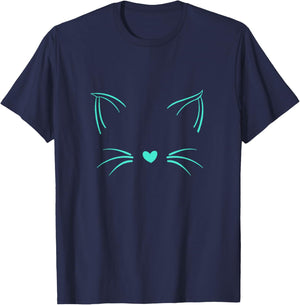 Light Teal Aqua Invisible Cat Light Teal Aqua Color Graphic Women Girls Kids T-Shirt - T-Shirt | Navy