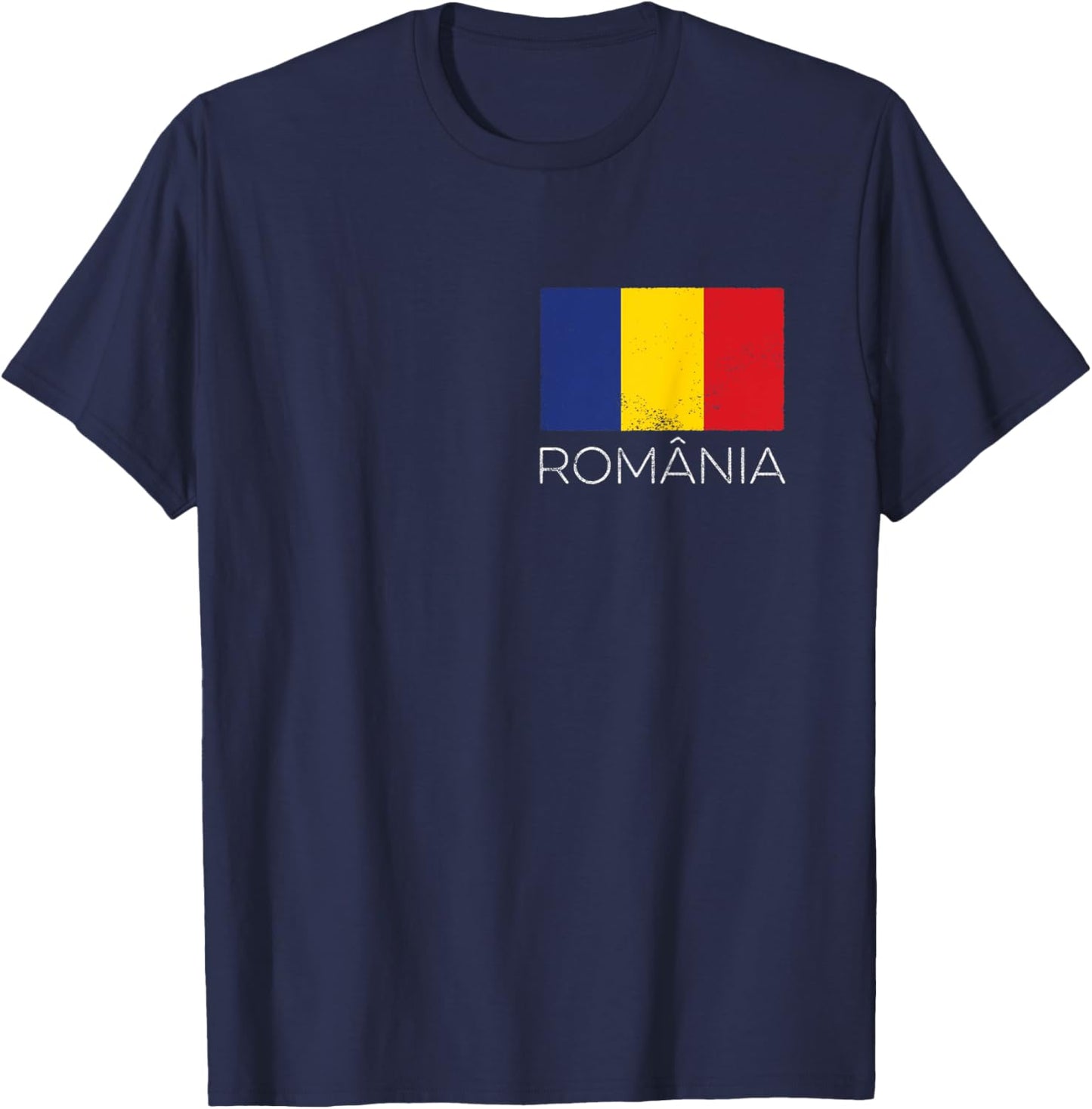 Romania România Romanian Flag Vintage Romania Mini Flag T-Shirt - T-Shirt | Navy