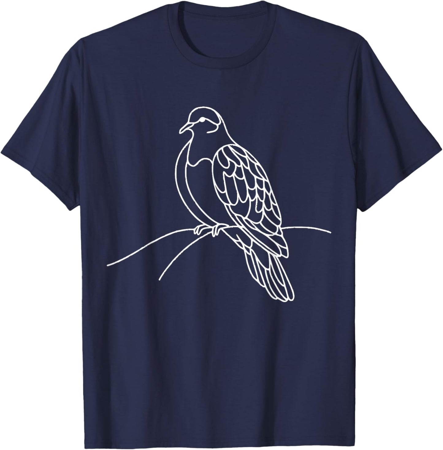 Line Art Bird & Ornithologist Inca Dove T-Shirt - T-Shirt | Navy