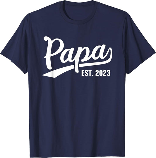 Papa 2023 Papa Since 2023 Papa Est 2023 T-Shirt - T-Shirt | Navy
