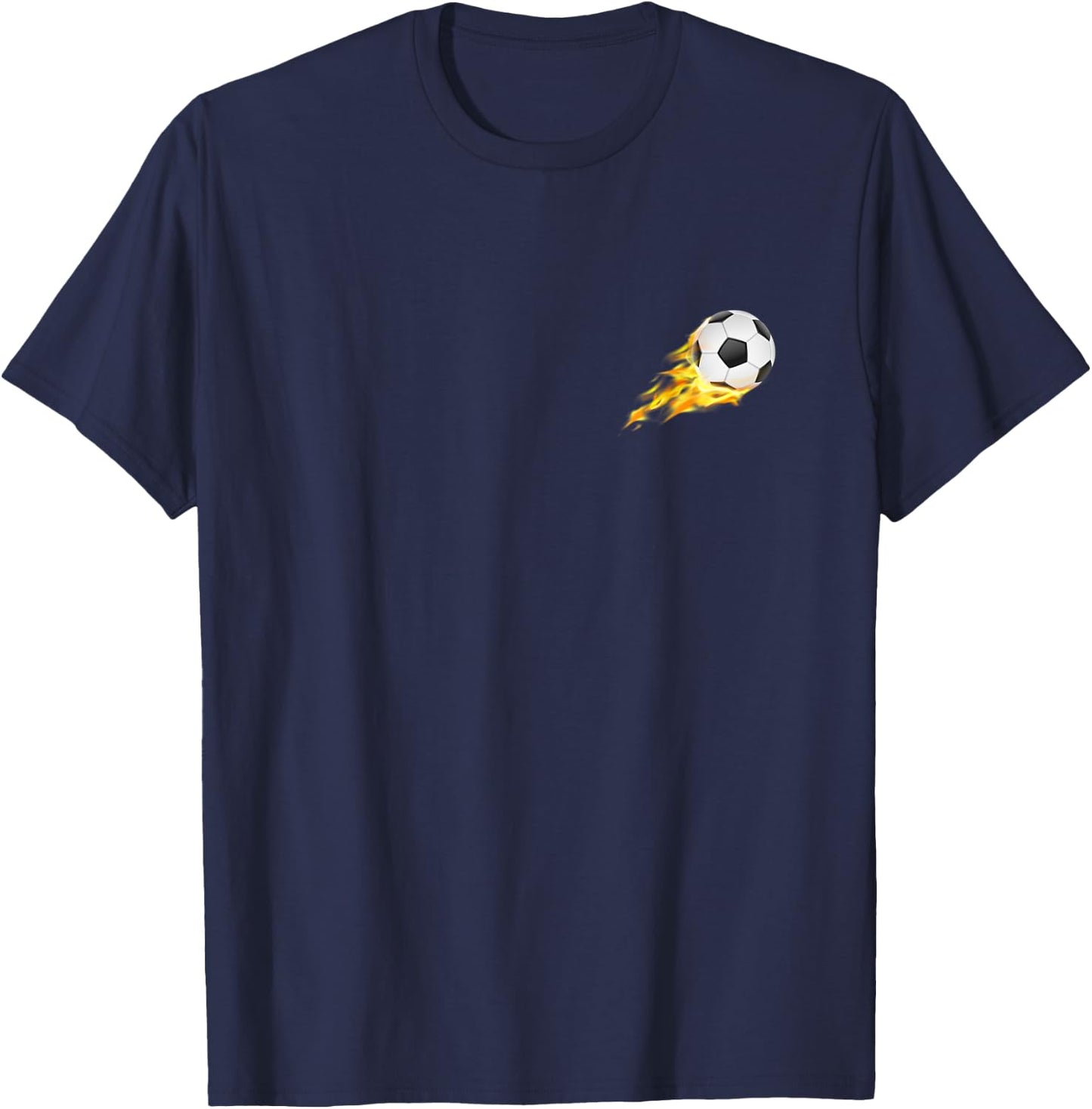 Fire Soccer Ball Flying Flamming Soccer Soccer Ball In Flame T-Shirt - T-Shirt | Navy
