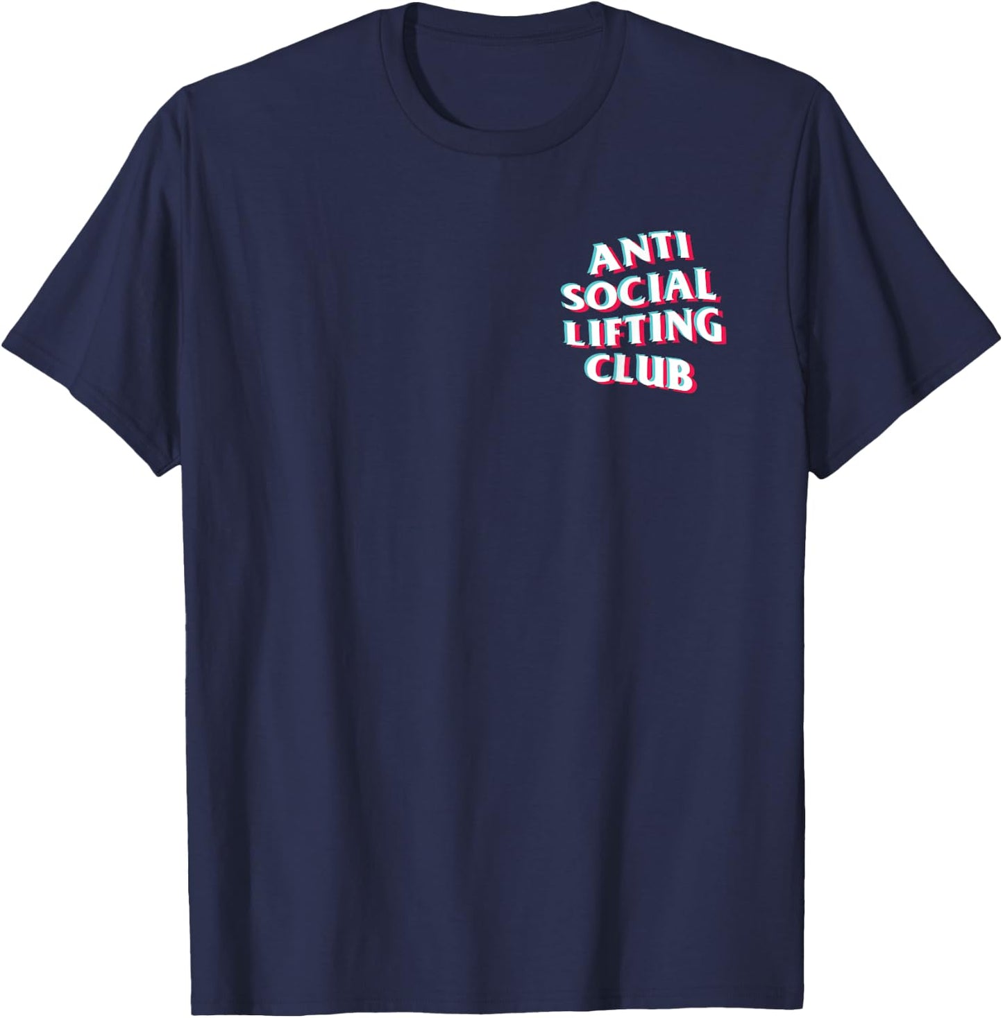 Anti Social Lifting Club: Anaglyph Trippy (Front + Back) T-Shirt - T-Shirt | Navy