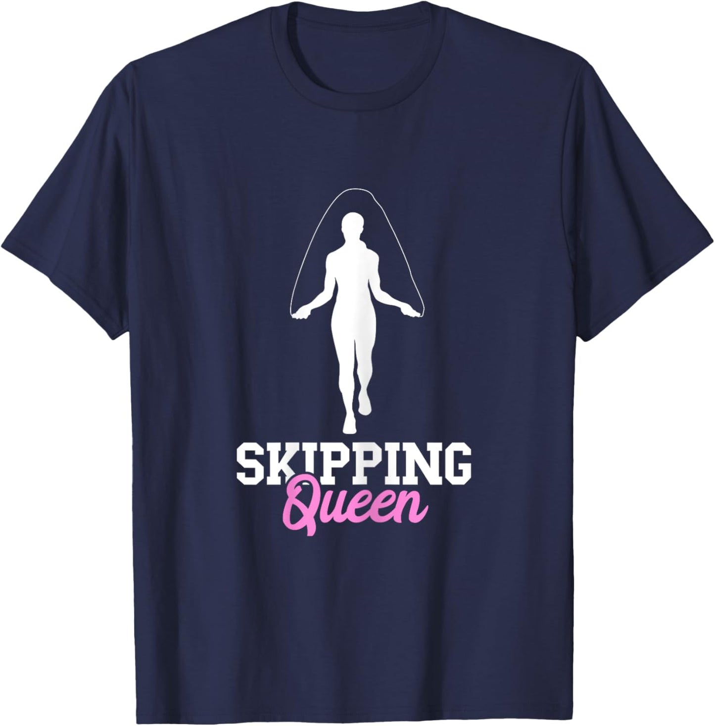 Skipping Queen Rope Jumping Cardio Jump Rope Workout Gym T-Shirt - T-Shirt | Navy