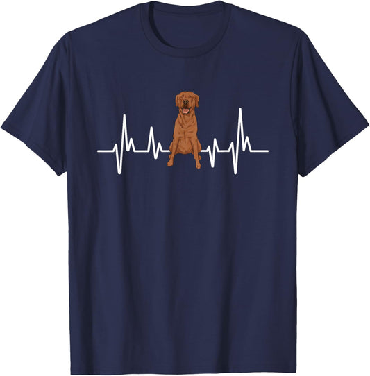 Fox Red Labrador Retriever Heartbeat Foxred Lab T-Shirt - T-Shirt | Navy