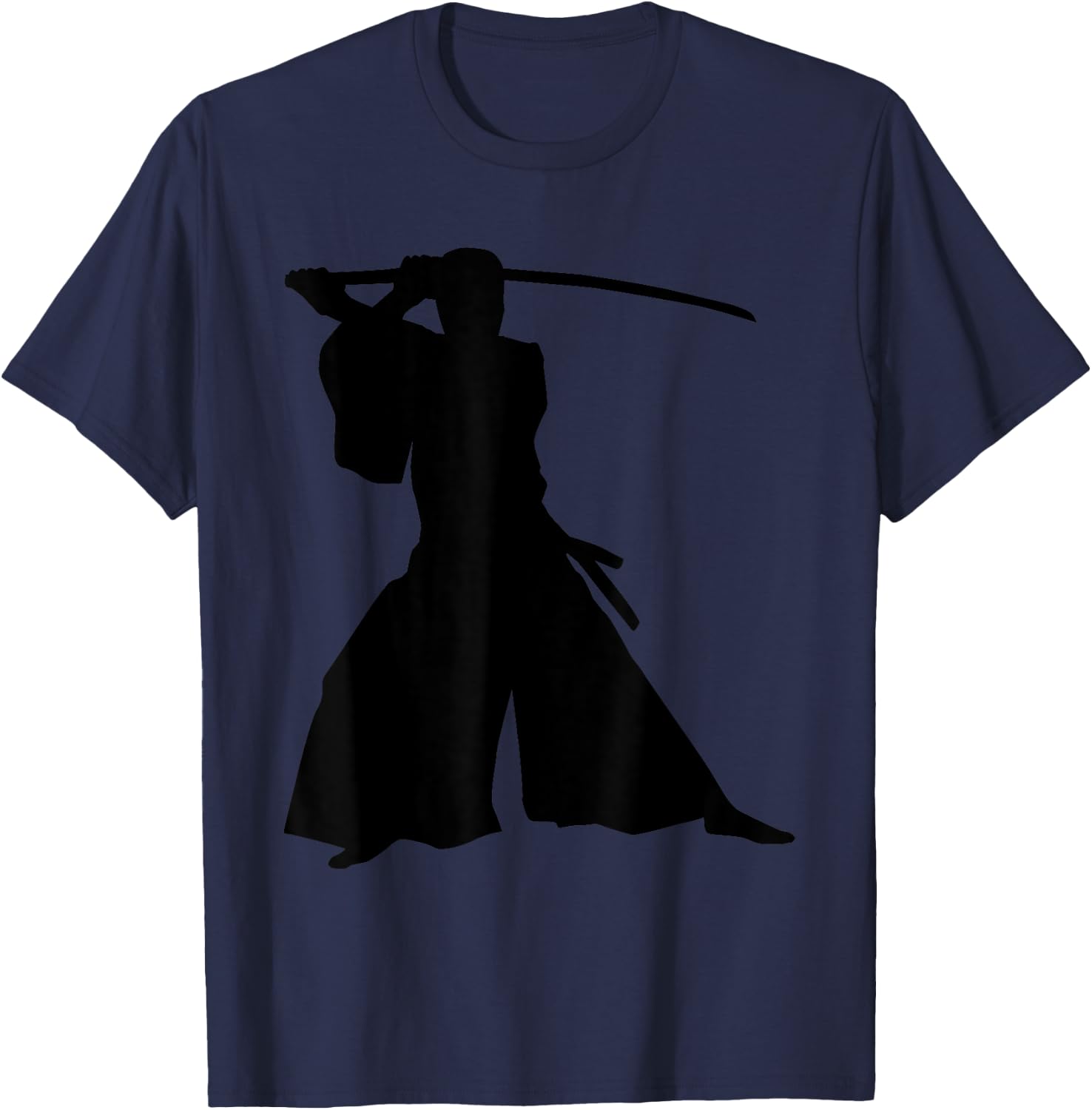 Samurai Silhouette Japanese Warrior Shogun Military Nobility T-Shirt - T-Shirt | Navy