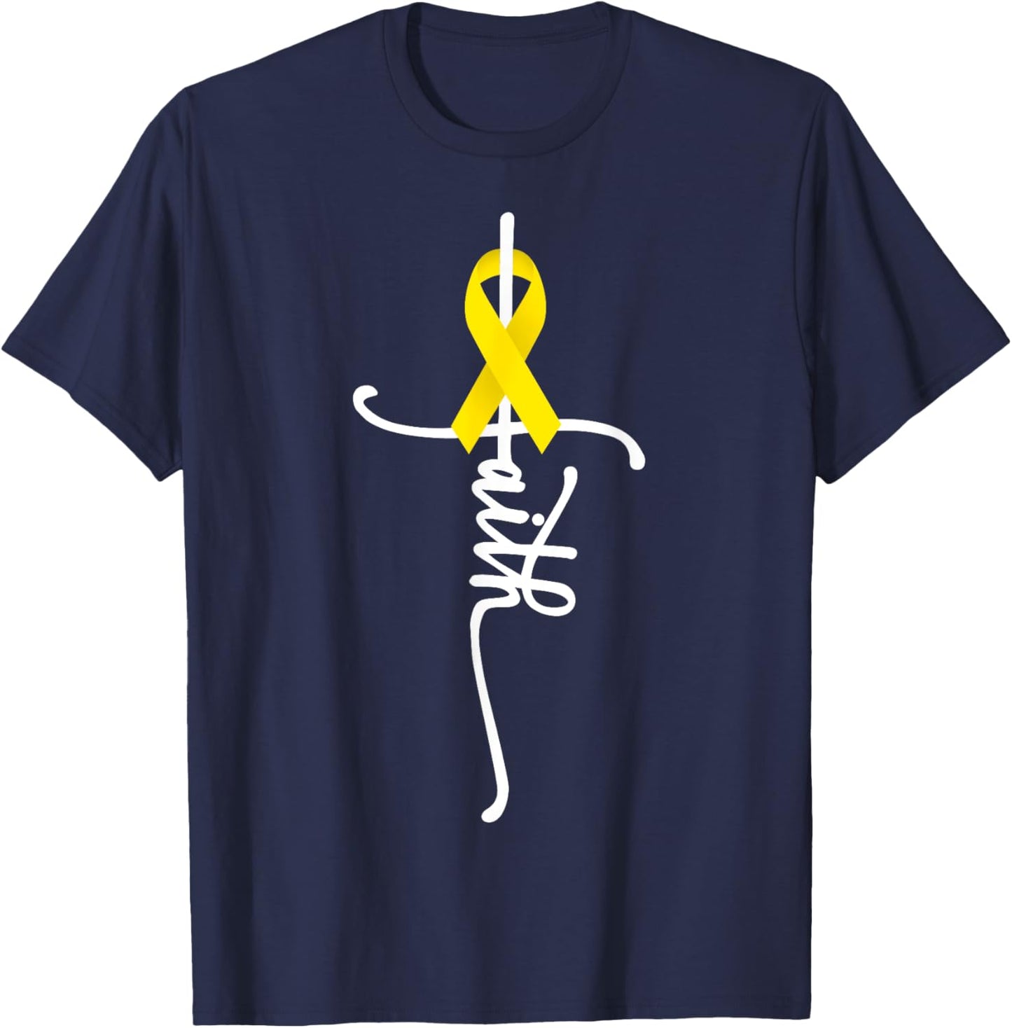 Sarcoma Bone Cancer Faith Sarcoma Bone Cancer Awareness T-Shirt - T-Shirt | Navy