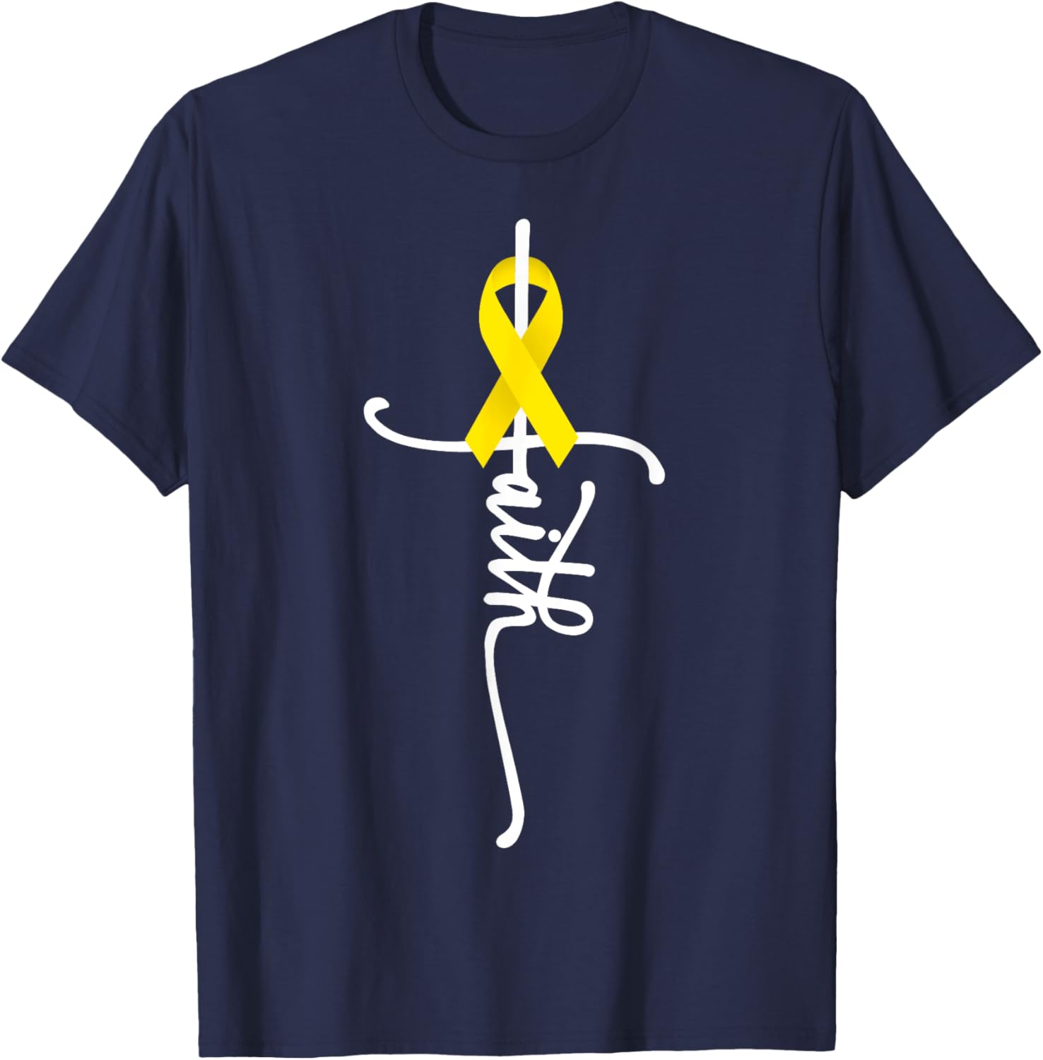 Sarcoma Bone Cancer Faith Sarcoma Bone Cancer Awareness T-Shirt - T-Shirt | Navy