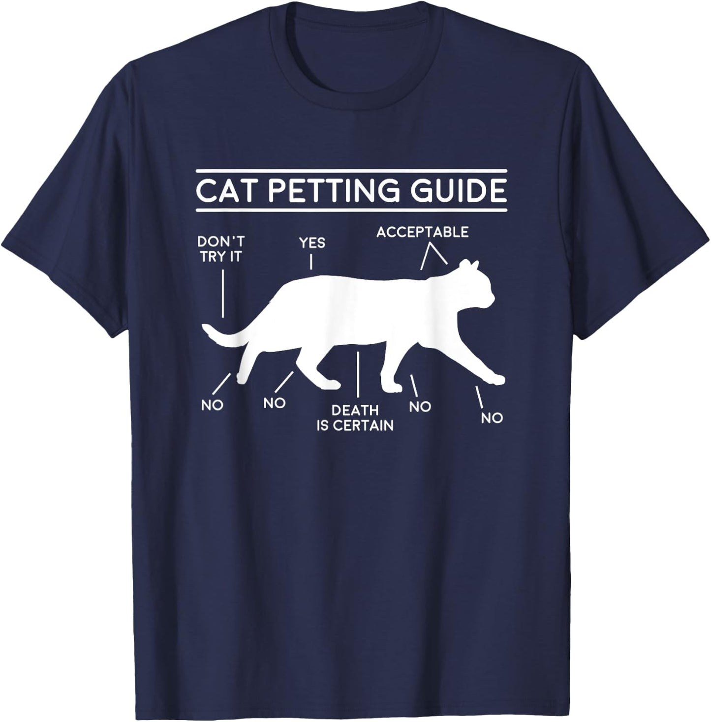 Cat Owner Petting Guide Funny Women Girls Kids T-Shirt - T-Shirt | Navy