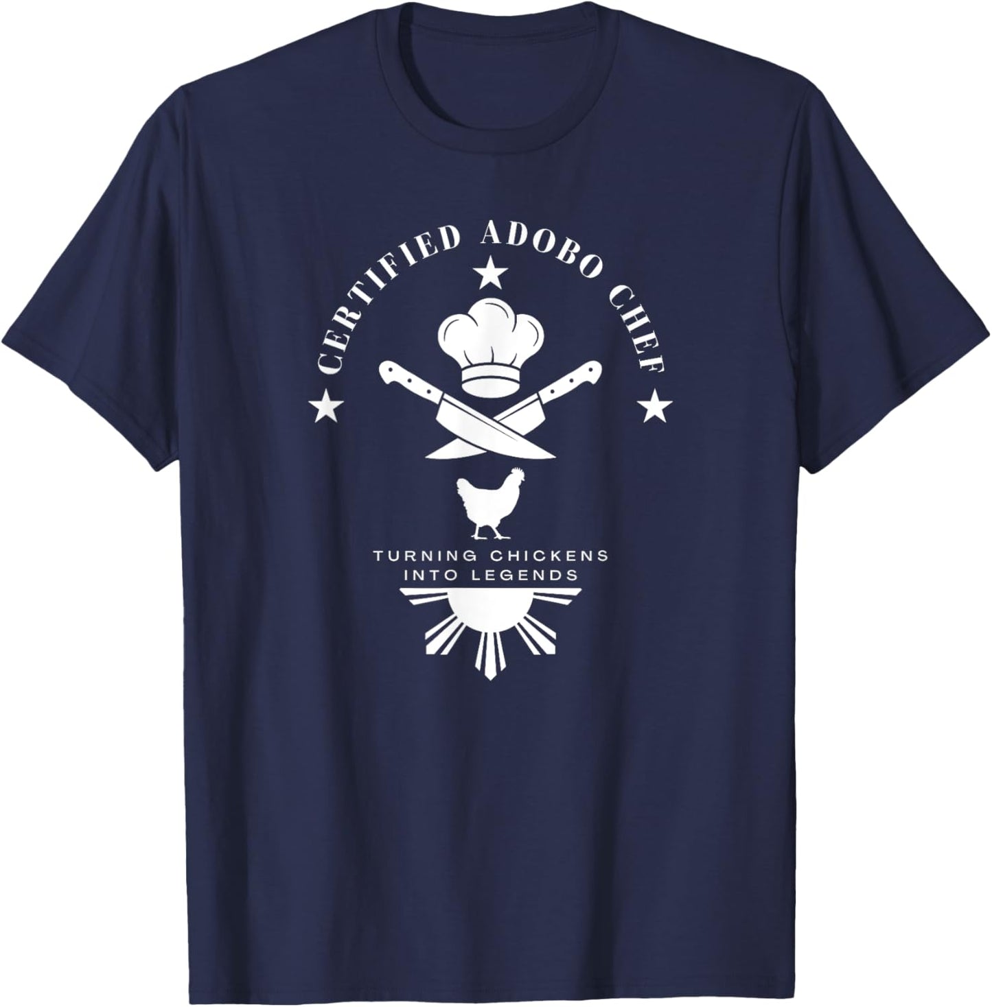Certified Adobo Chef New Filipino Graphics Statement Funny T-Shirt - T-Shirt | Navy