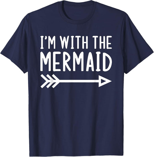 I'm With The Mermaid Funny Matching Halloween Couple Costume T-Shirt - T-Shirt | Navy