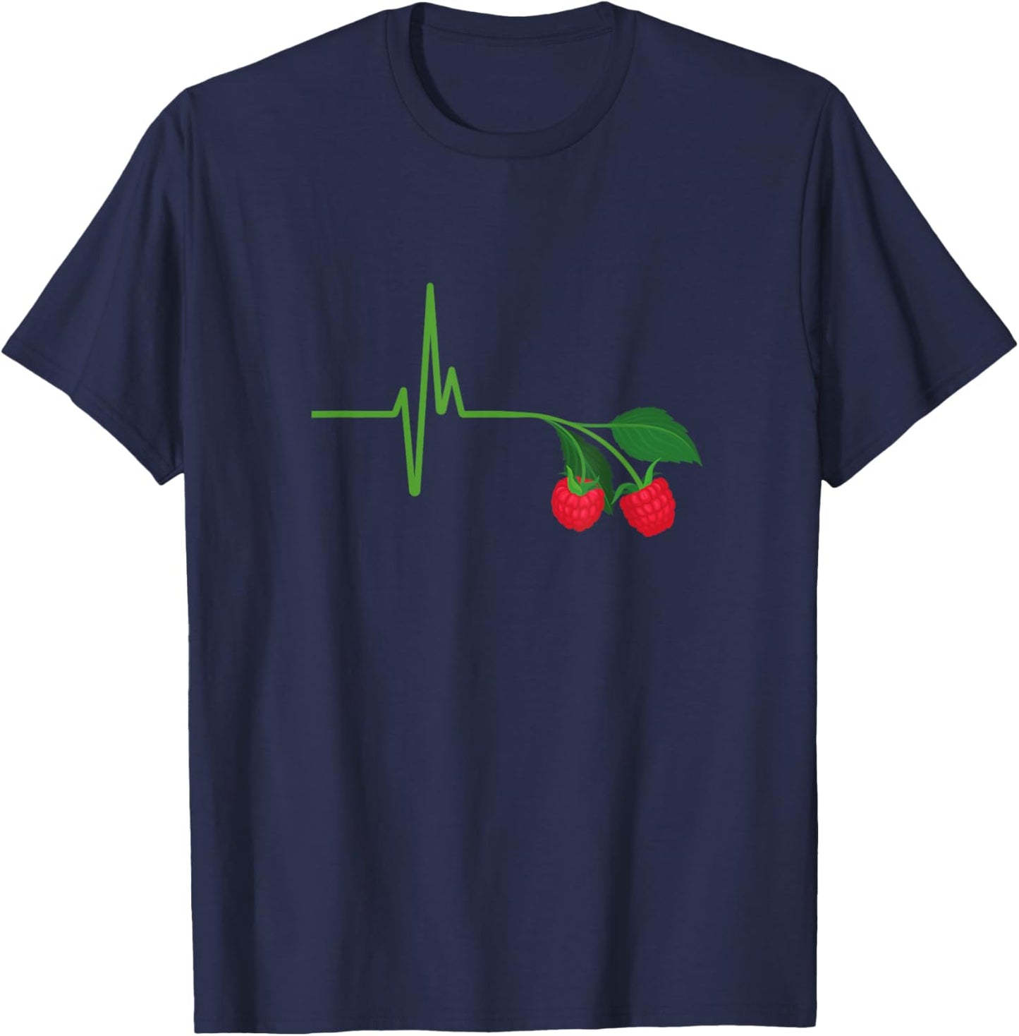 Himbeerliebhaber EKG Himbeere Herzschlag lustige Himbeere T-Shirt - T-Shirt | Navy