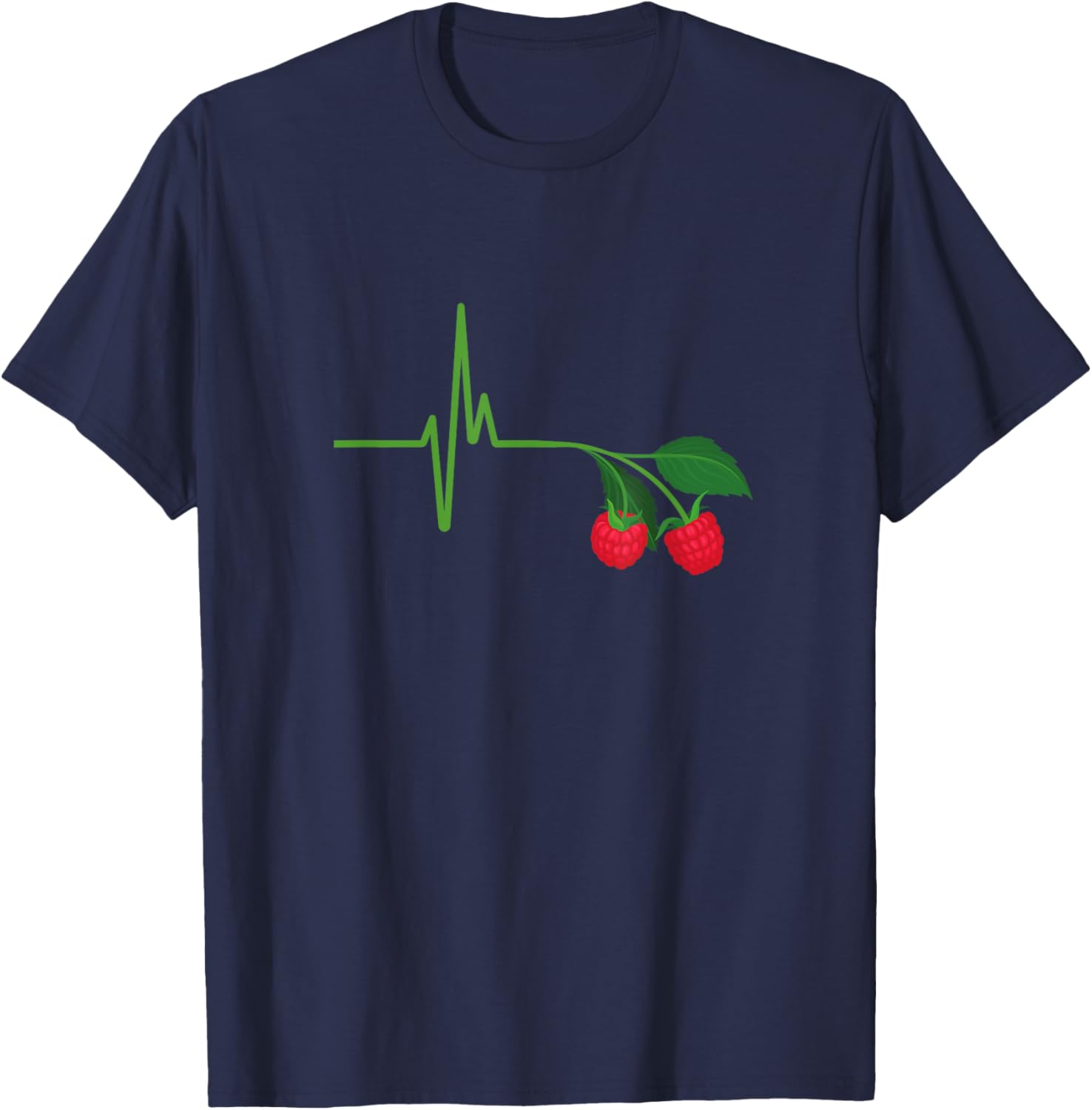 Himbeerliebhaber EKG Himbeere Herzschlag lustige Himbeere T-Shirt - T-Shirt | Navy