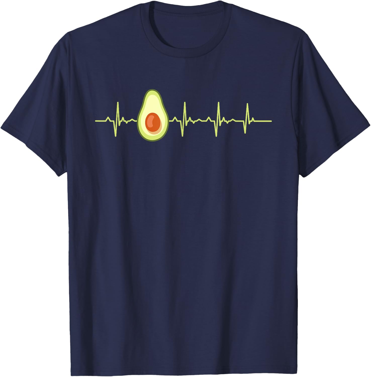 Avocado Heartbeat Funny EKG Vegan Best Gift Men Women Kids T-Shirt - T-Shirt | Navy