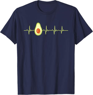 Avocado Heartbeat Funny EKG Vegan Best Gift Men Women Kids T-Shirt - T-Shirt | Navy