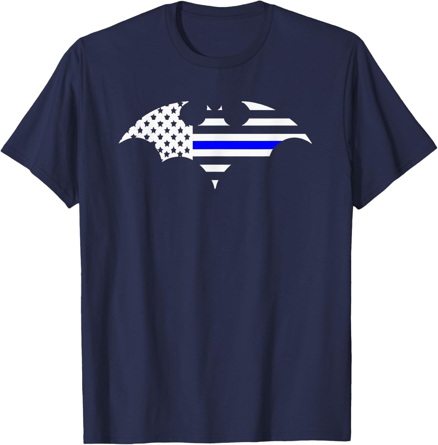 Thin Blue Line Bat Flag Police Support Shirt T-Shirt - T-Shirt | Navy