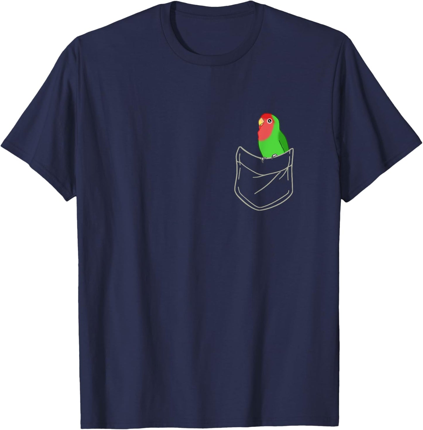 Pocket green Lovebird Cute Peach Faced Lovebird Birb memes T-Shirt - T-Shirt | Navy
