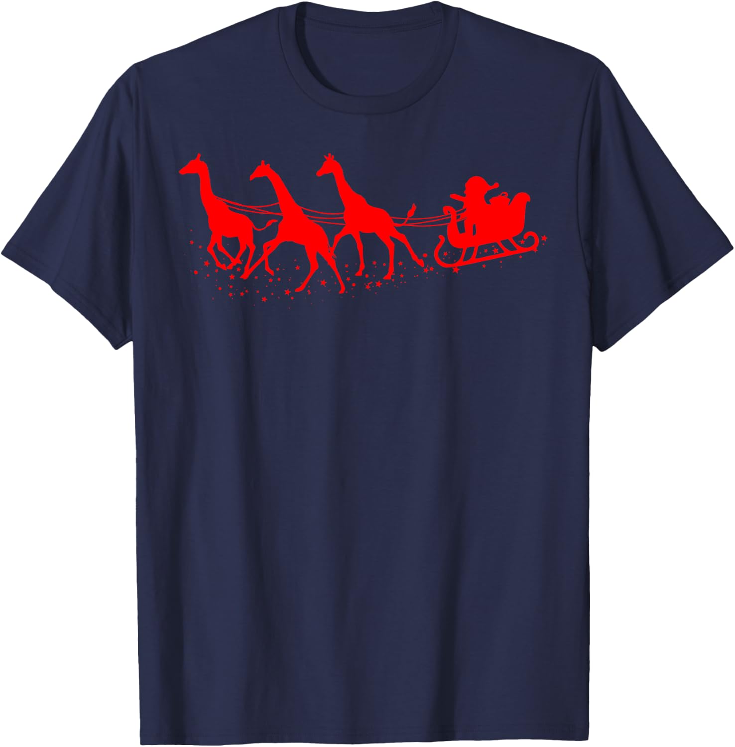 Santa Sleigh Giraffe Christmas | Camelopard Fans Gift T-Shirt - T-Shirt | Navy