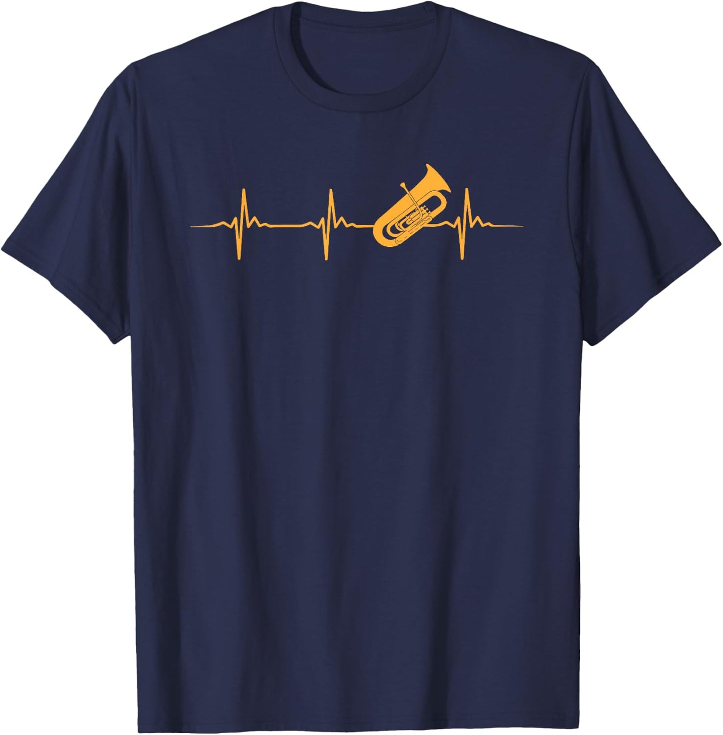 Musician Designs Music Gift Ideas Great Tuba Heartbeat Gift Tuba Player ,Black,Small T-Shirt - T-Shirt | Navy