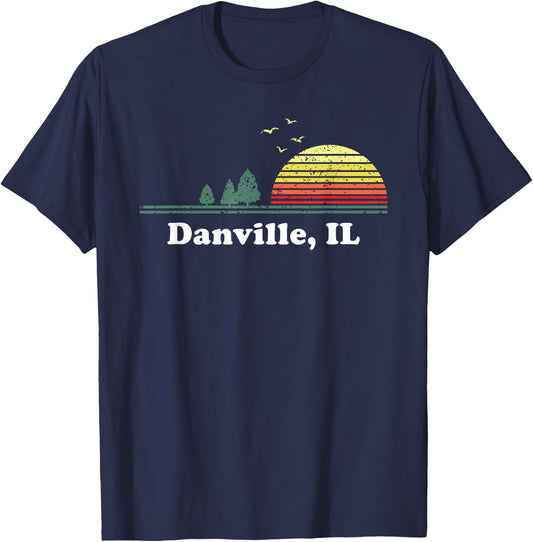 Vintage Danville, Illinois Home Souvenir Print T-Shirt - T-Shirt | Navy