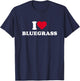 I Love Bluegrass I Heart Bluegrass Music Lover T-Shirt - T-Shirt | Navy
