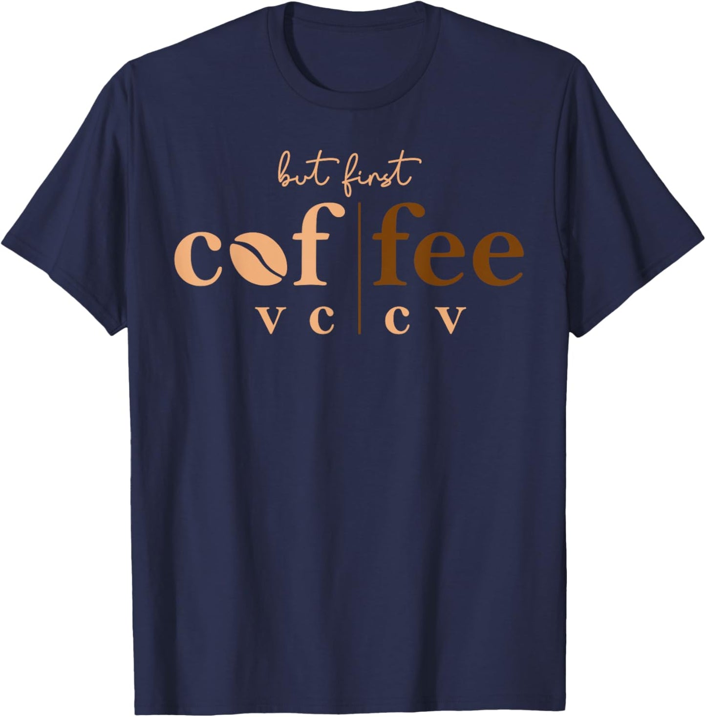 Linguist Teacher Science Of Reading Coffee Lover Phonics T-Shirt - T-Shirt | Navy