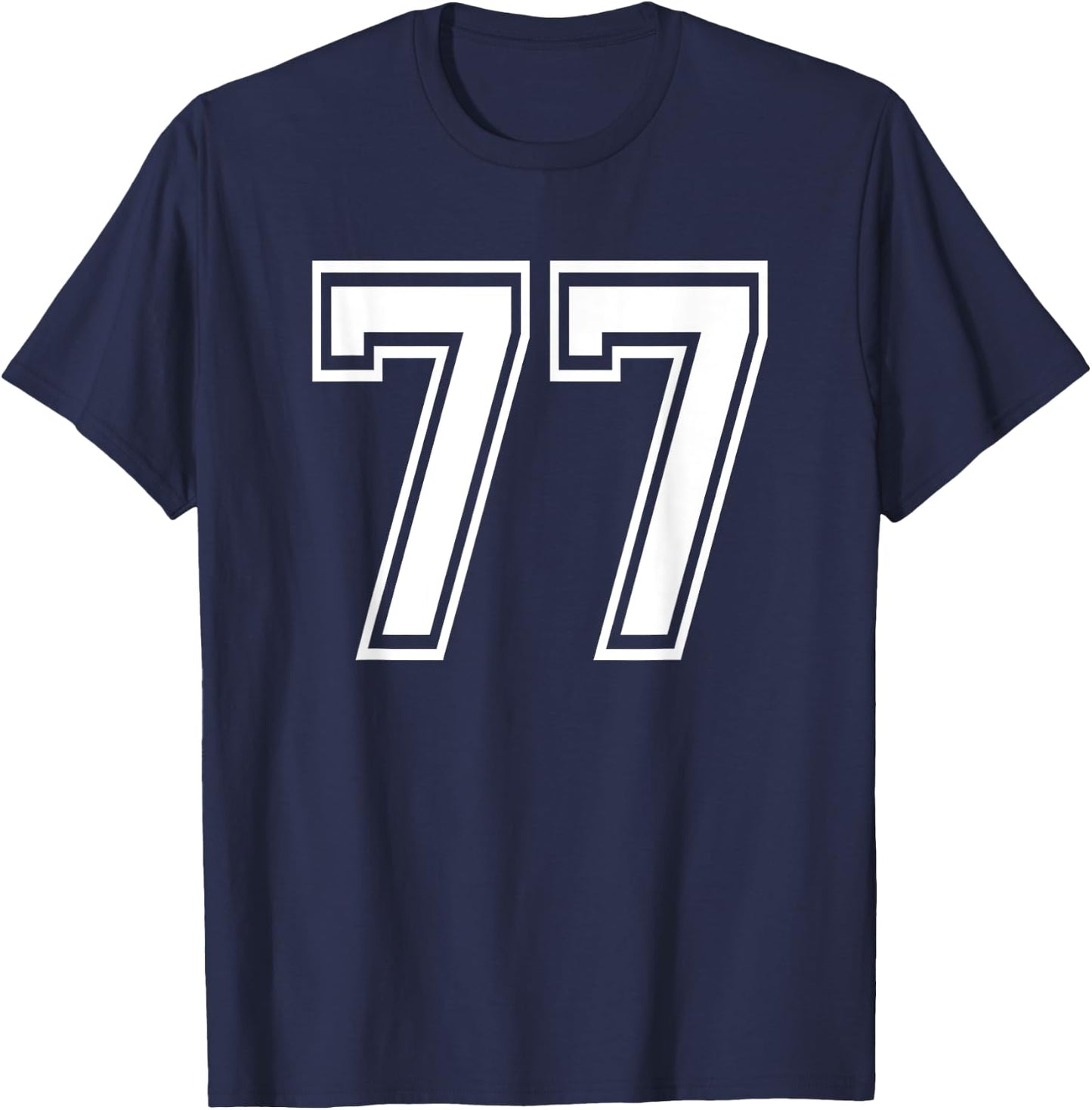 Number 77 Birthday 77th Sports Player Team Numbered Jersey T-Shirt - T-Shirt | Navy