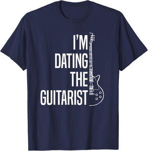 I'm Dating The Guitarist-Guitar Player-Guitarist Gift T-Shirt - T-Shirt | Navy