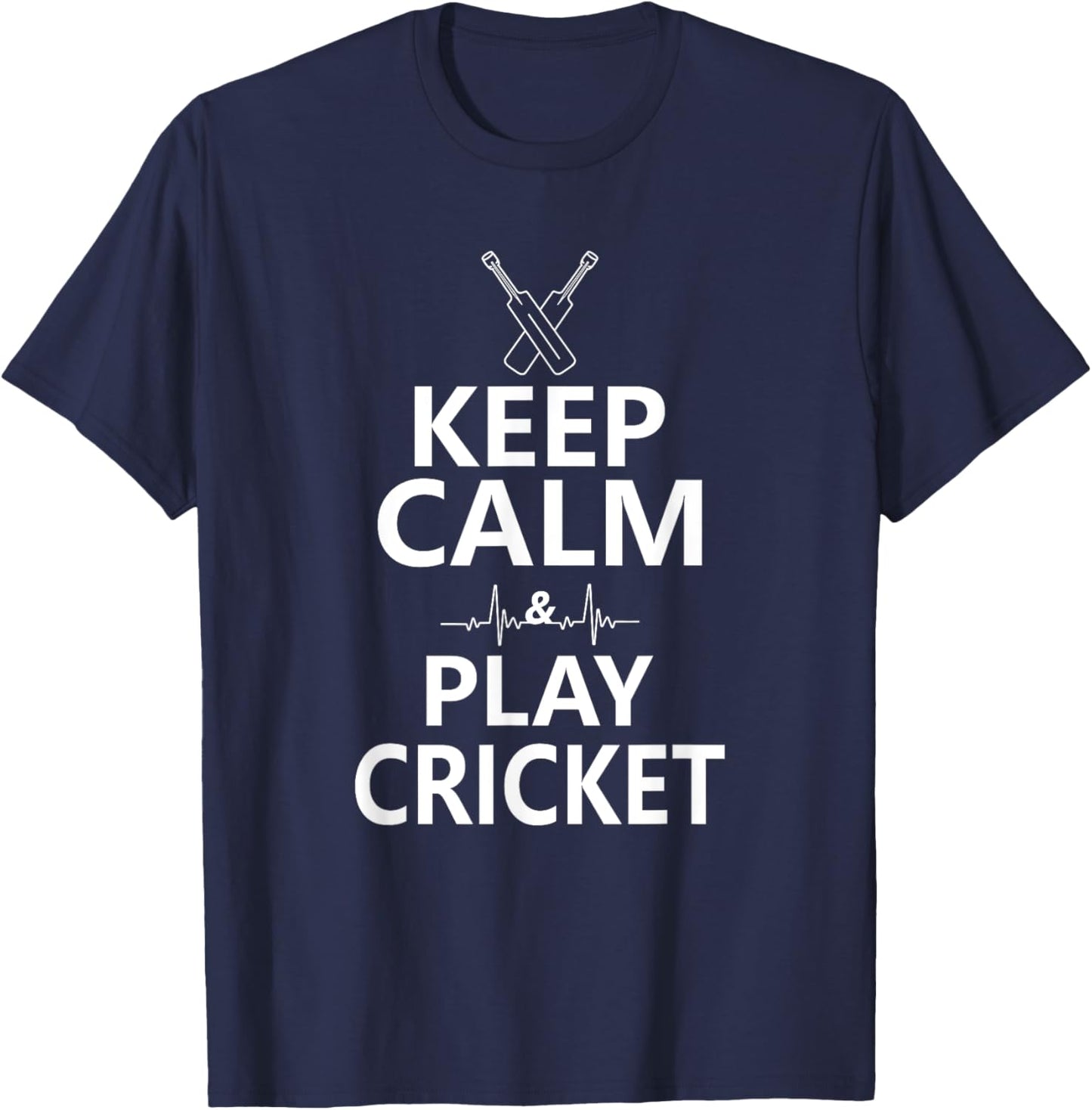 Keep Calm and Play Cricket - Funny Sports Players T-Shirt - T-Shirt | Navy