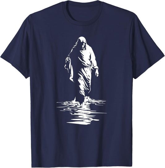 Walks On Water Jesus T-Shirt - T-Shirt | Navy
