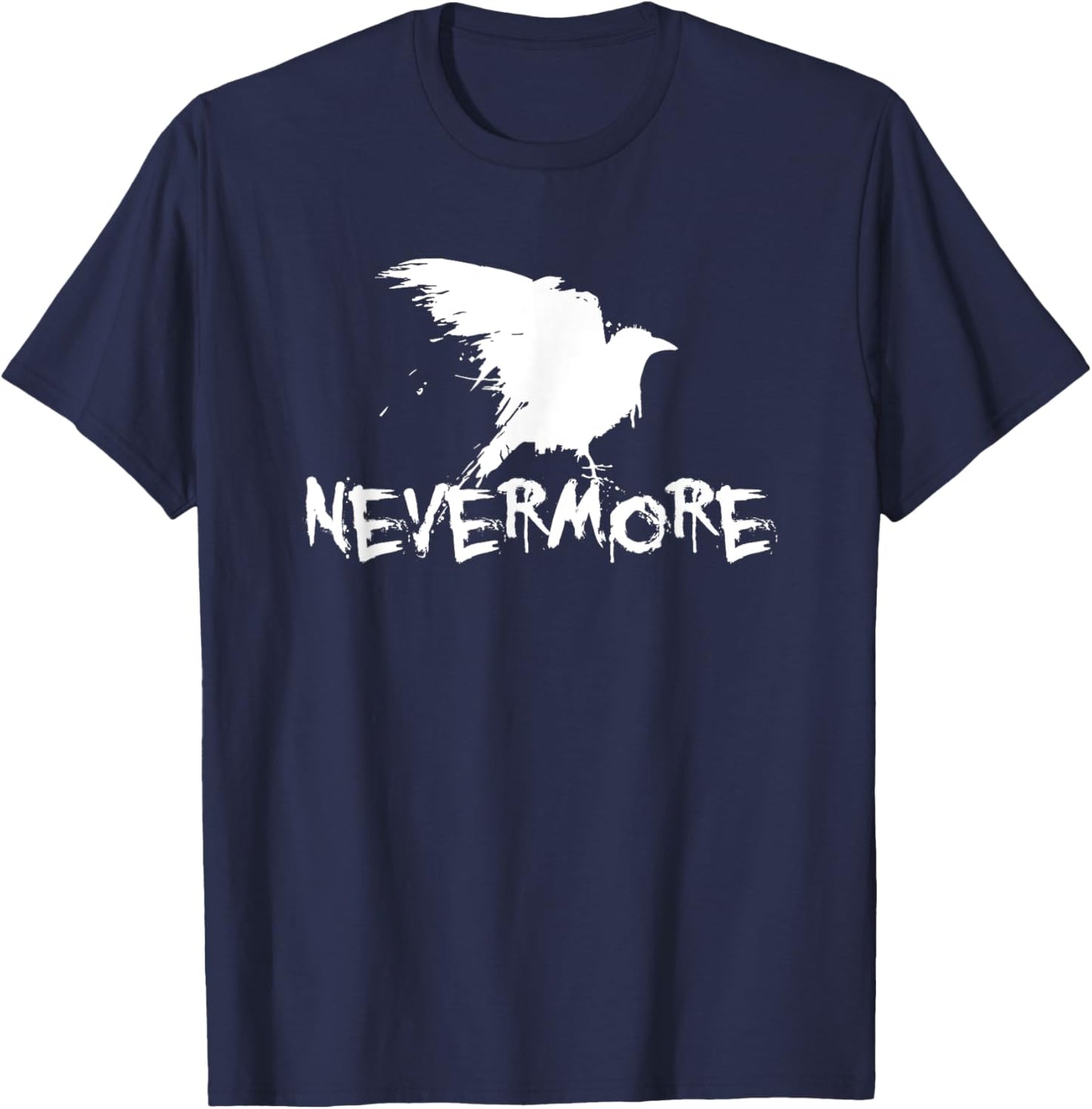 Quoth The Raven Nevermore by Edgar Allan Poe Gothic Crow T-Shirt - T-Shirt | Navy