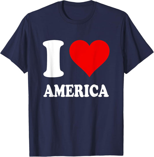 Red Heart I Love America T-Shirt - T-Shirt | Navy