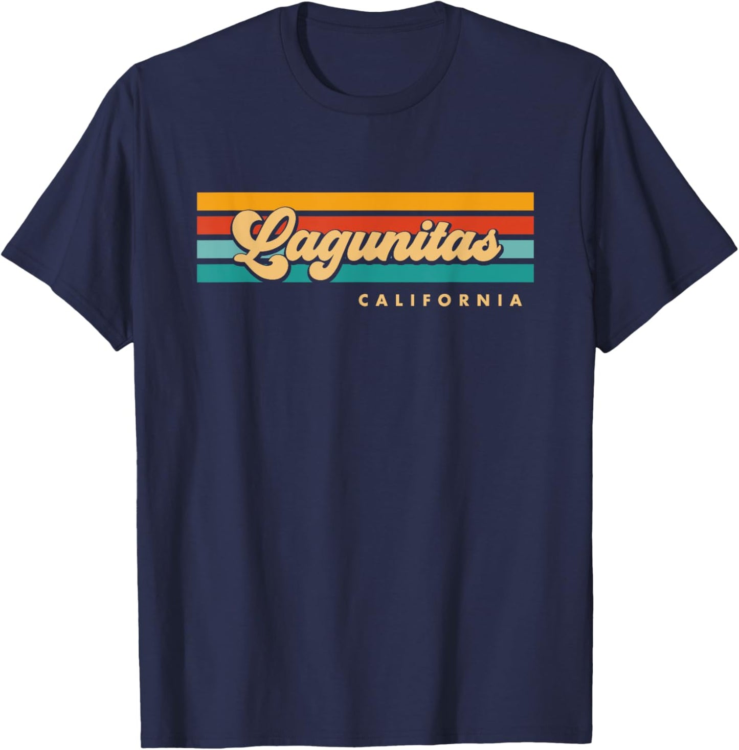 Vintage Sunset Stripes Lagunitas, California T-Shirt - T-Shirt | Navy