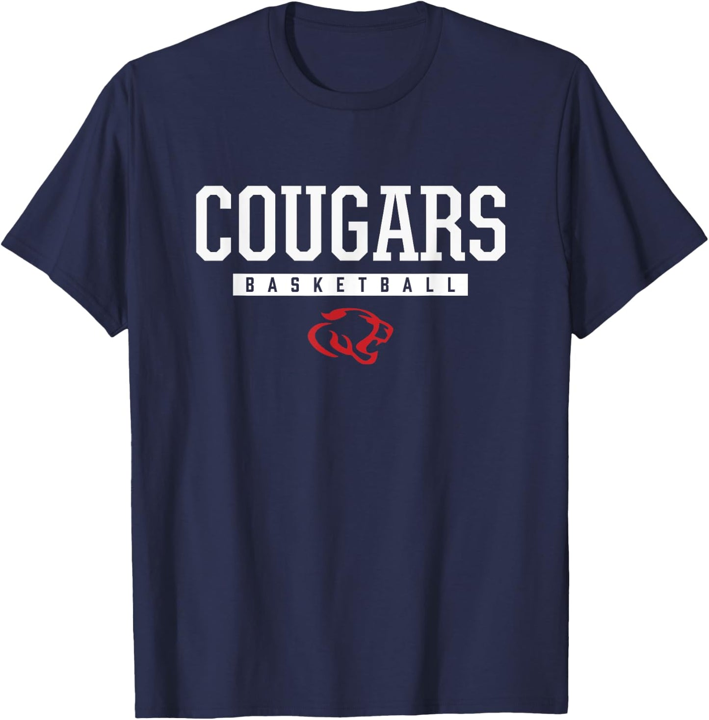 Crosby Cougars Logo Basketball HS T-Shirt - T-Shirt | Navy
