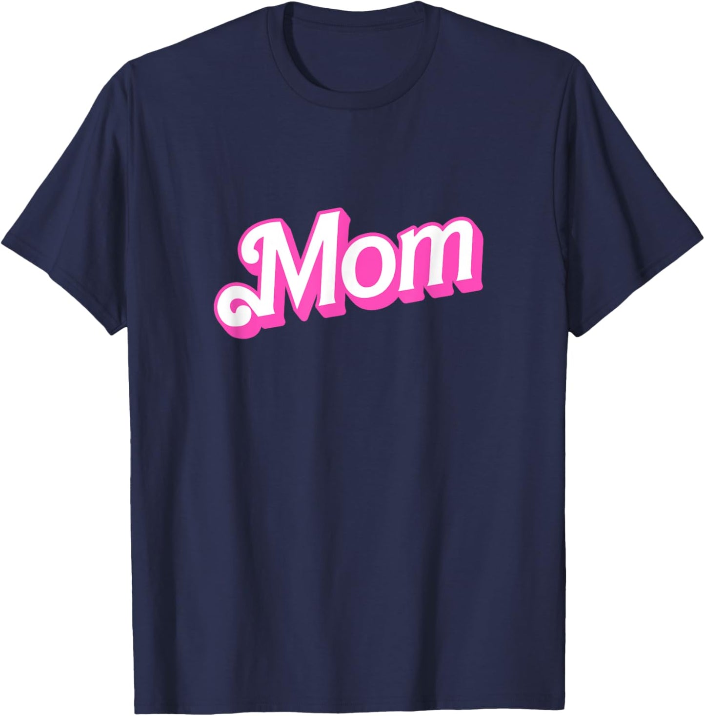 Mom Pink & White Overlapping Font Halloween Costume T-Shirt - T-Shirt | Navy