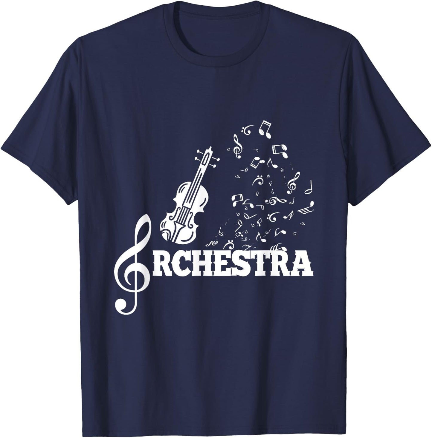 Clef Violin Musical Notes Violinist Classical Music Gift T-Shirt - T-Shirt | Navy
