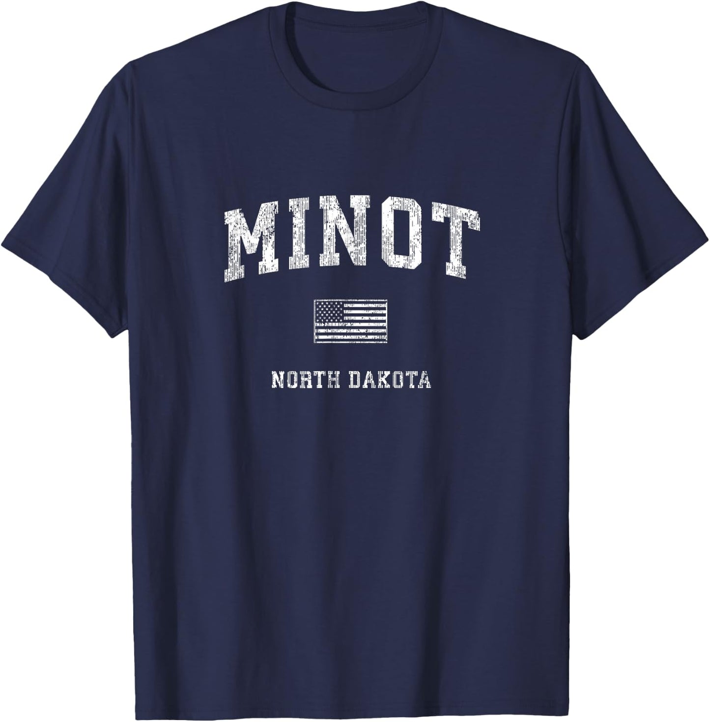 Minot North Dakota ND Vintage American Flag Kids Men T-Shirt - T-Shirt | Navy
