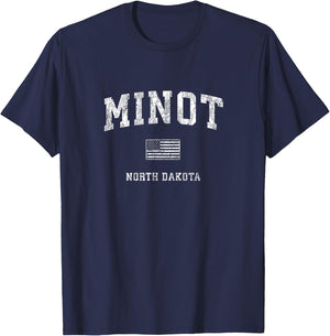Minot North Dakota ND Vintage American Flag Kids Men T-Shirt - T-Shirt | Navy
