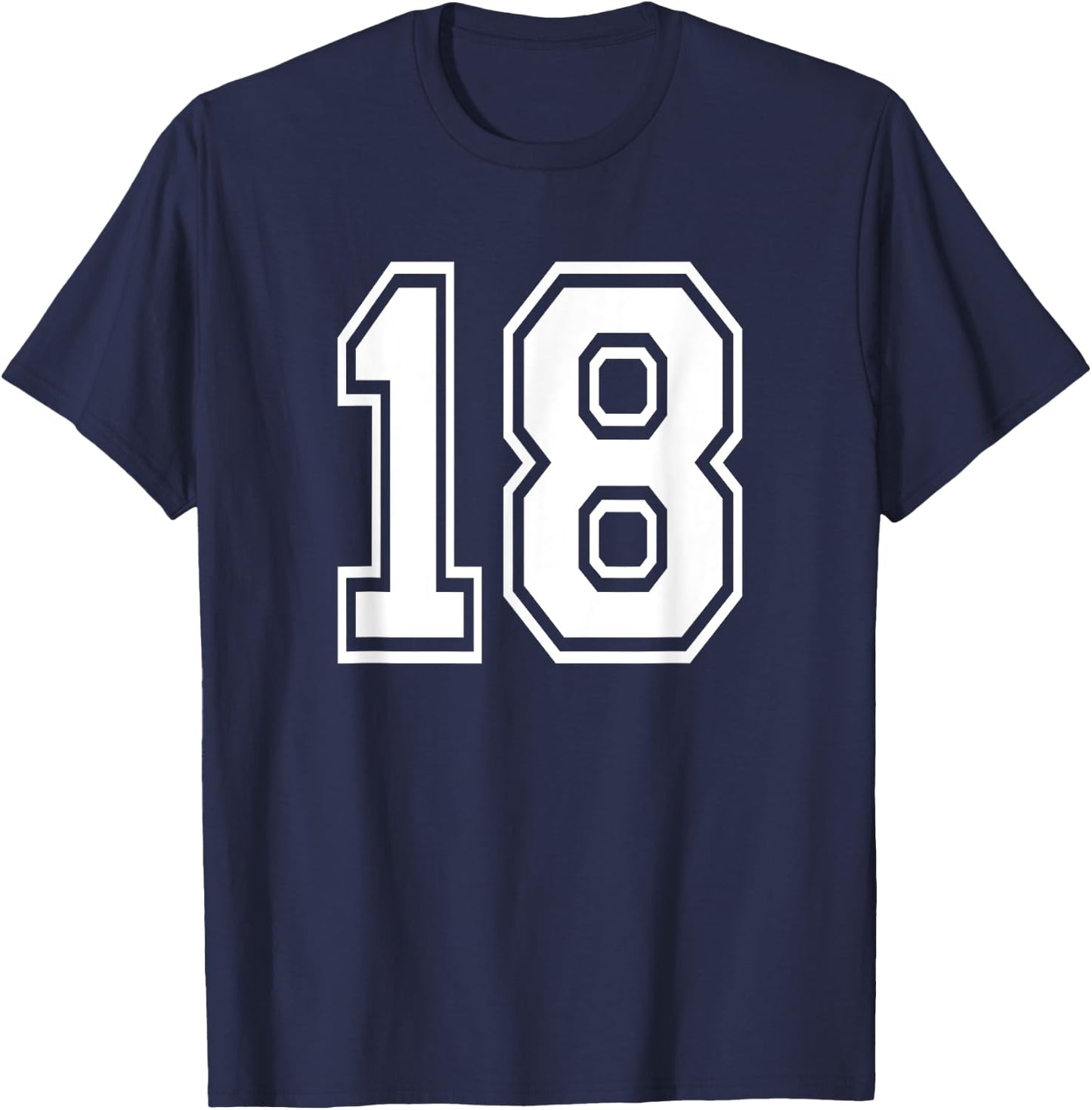Number 18 Birthday Varsity Sports Team Jersey T-Shirt - T-Shirt | Navy