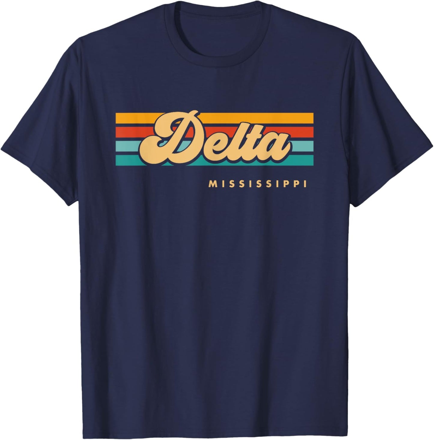 Vintage Sunset Stripes Delta, Mississippi T-Shirt - T-Shirt | Navy