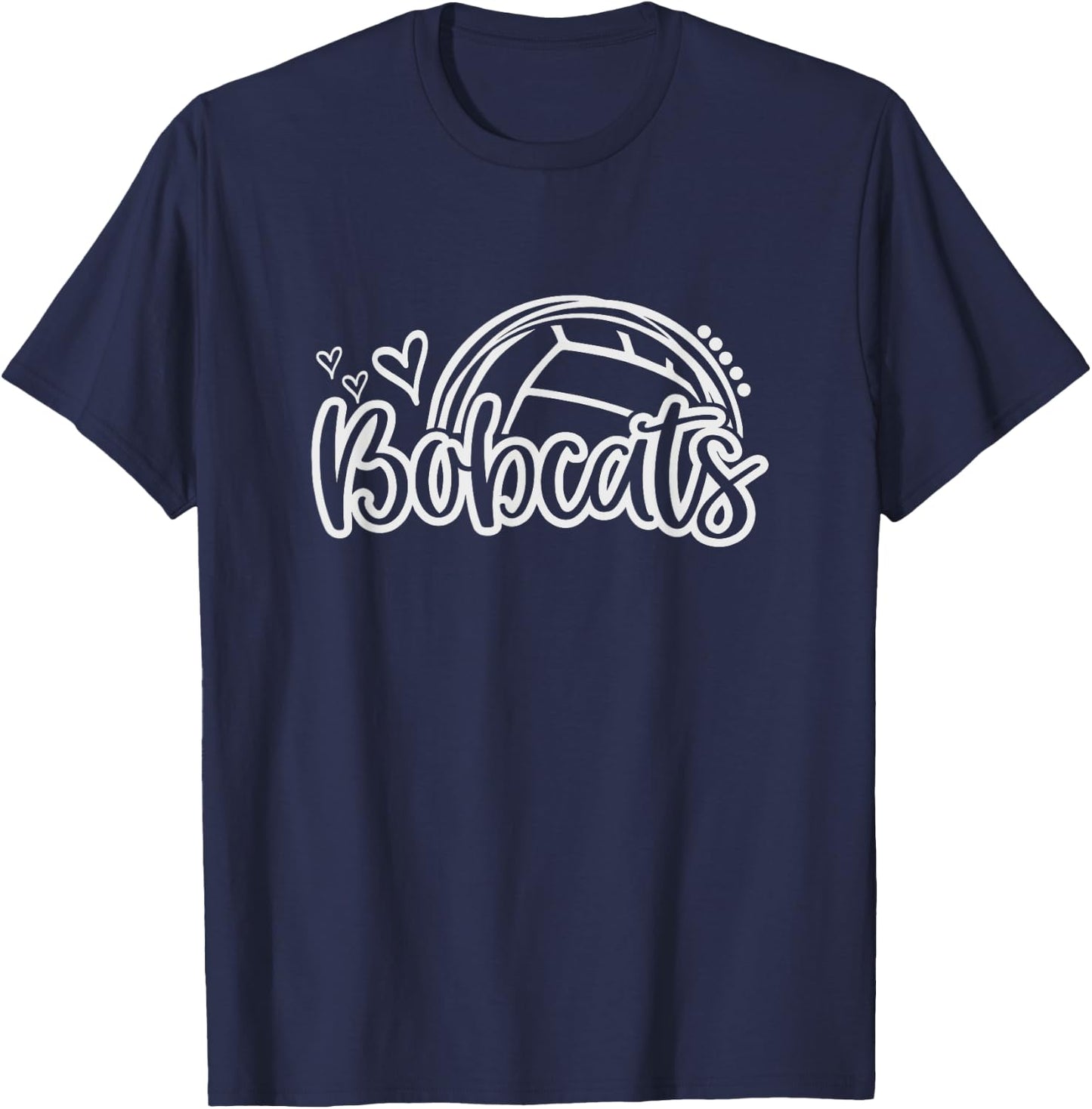 Volleyball Bobcats School Sports Fan Team Spirit T-Shirt - T-Shirt | Navy