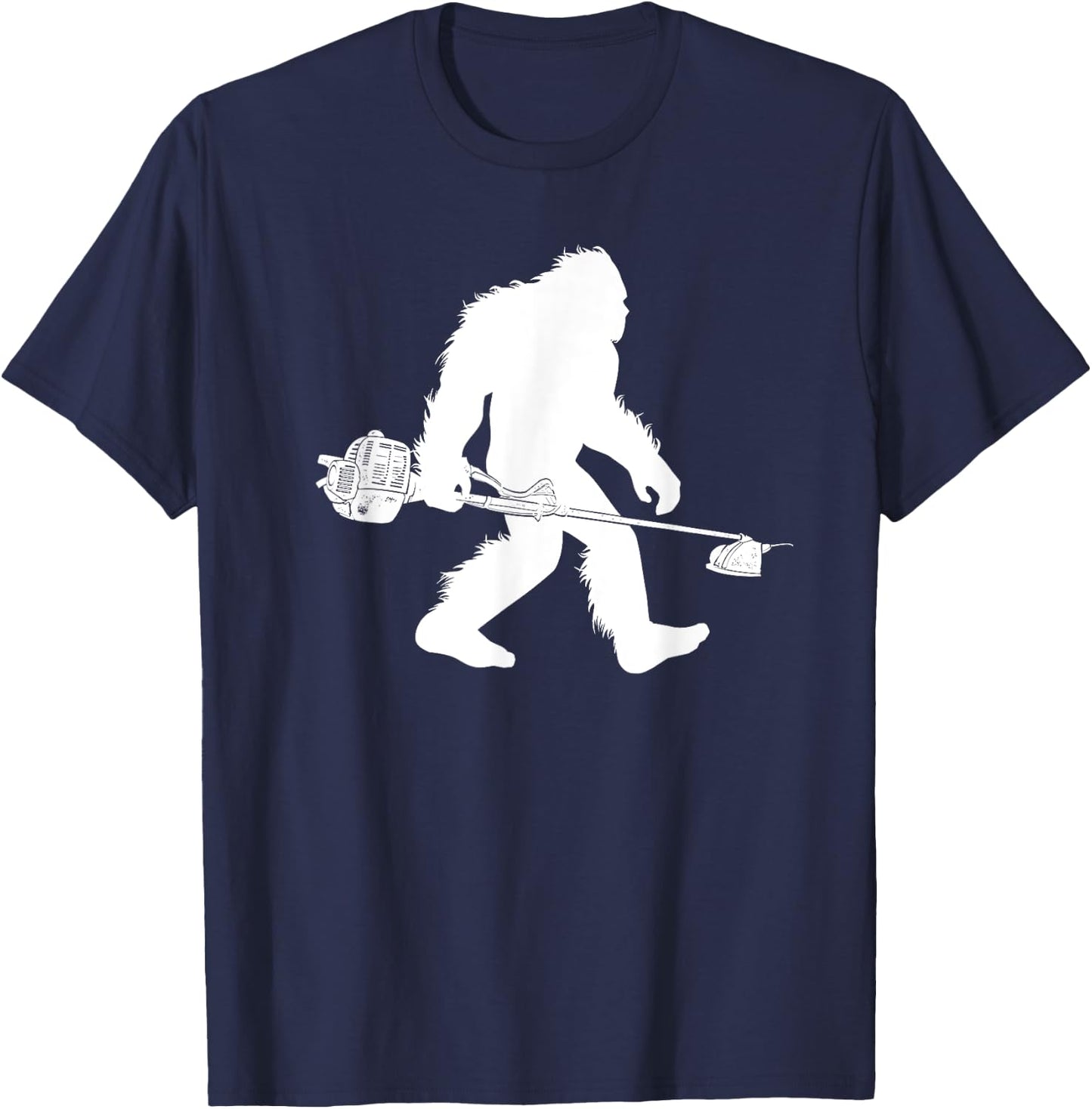 Bigfoot With Lawn Trimmer Sasquatch Grass Landscaper T-Shirt - T-Shirt | Navy