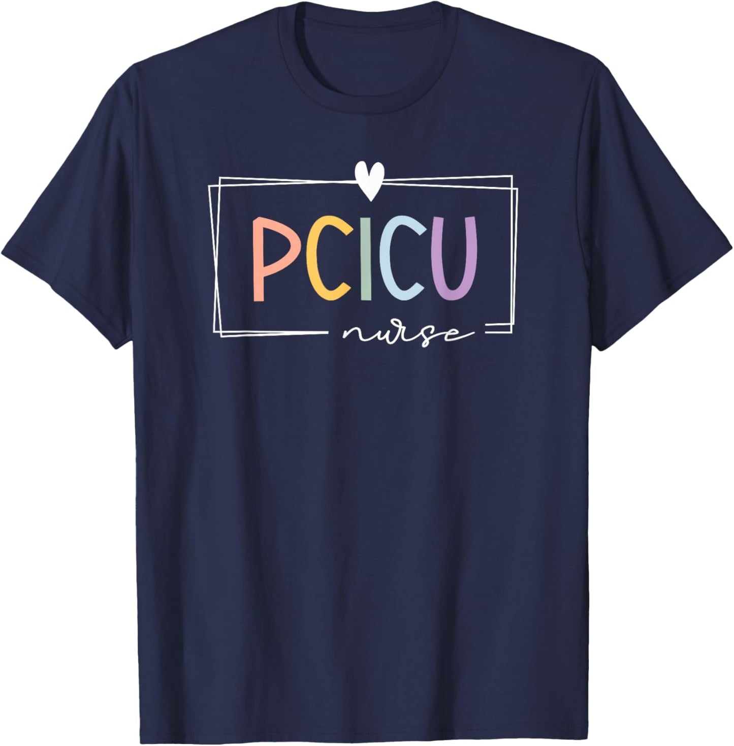 Retro PCICU Nurse ICU Pediatric Cardiac Rainbow Tiny Humans T-Shirt - T-Shirt | Navy