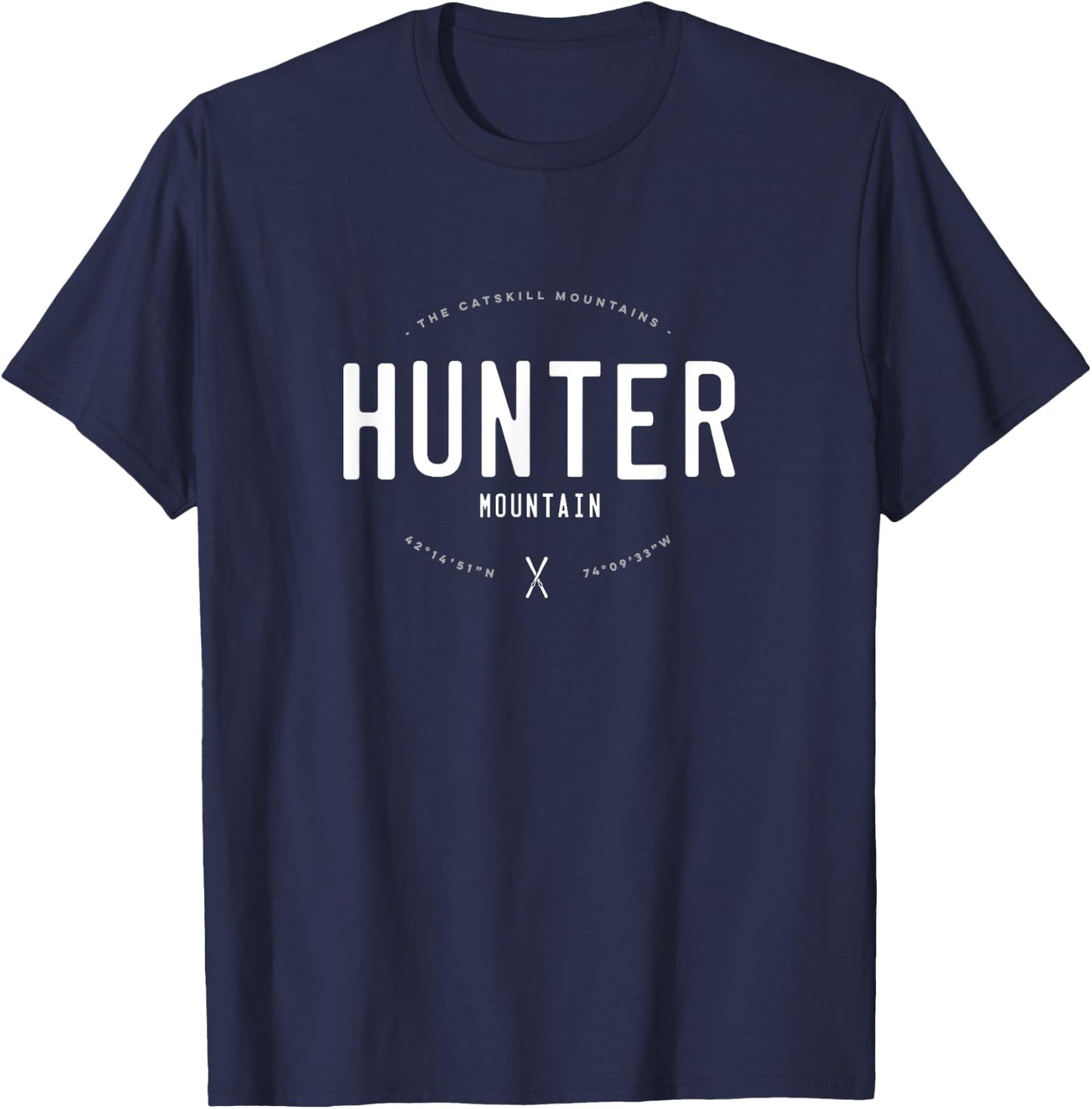 Hunter Mountain NY Graphic Distressed Vintage Ski T-Shirt - T-Shirt | Navy