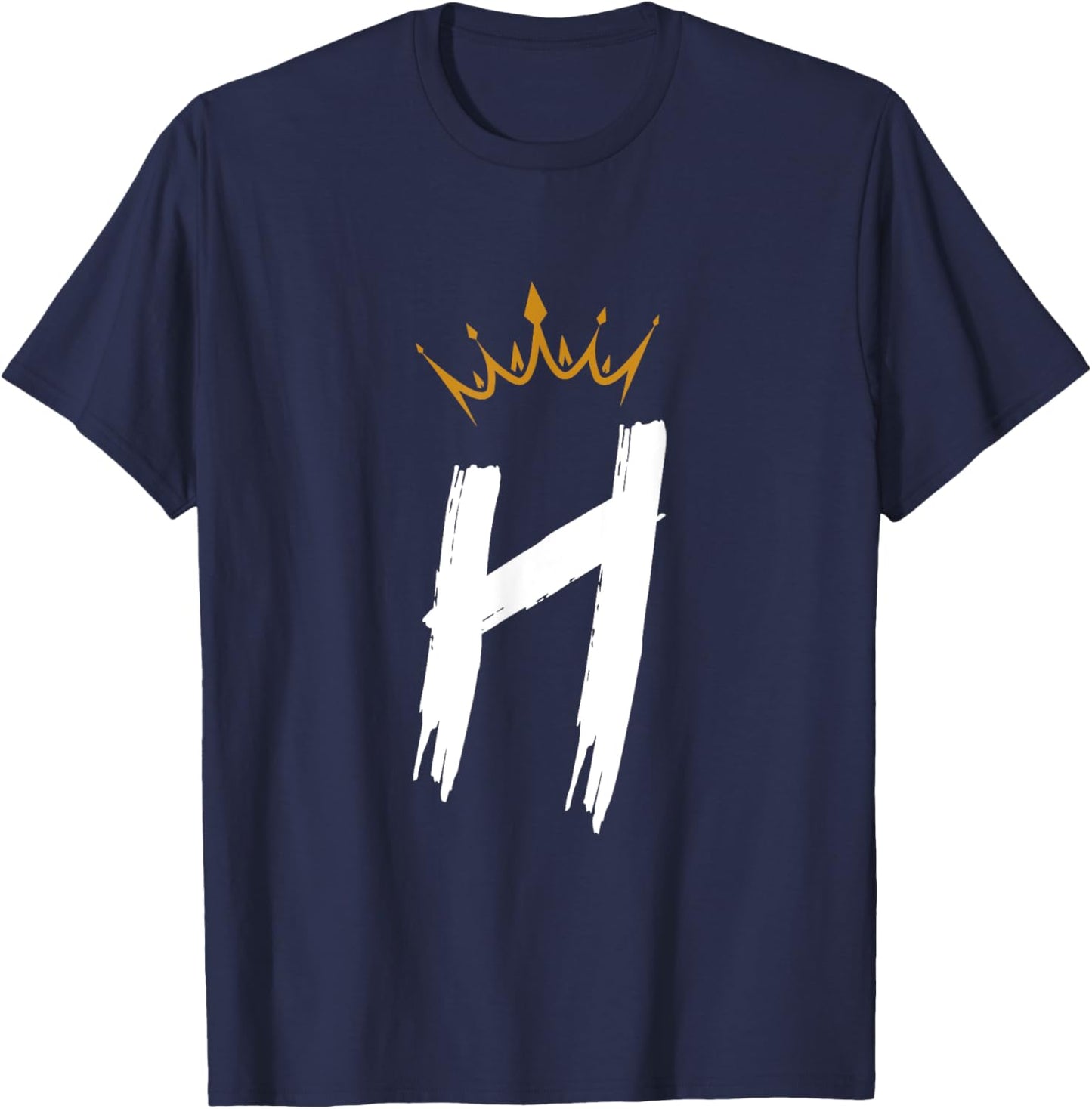 Queen King Letter H - Favorite Letter With Crown Alphabet T-Shirt - T-Shirt | Navy