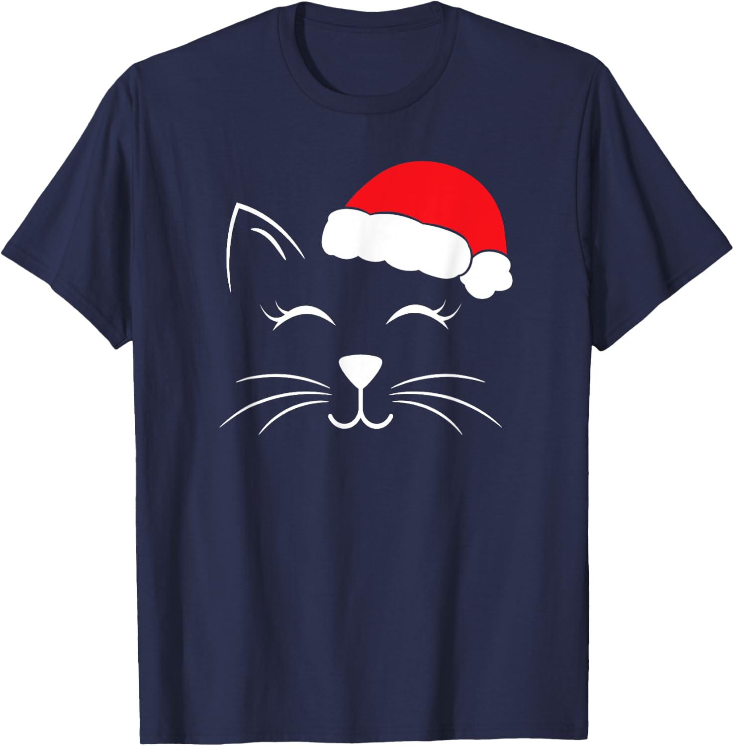 Cute Santa Cat Lover Christmas Men Women Kids T-Shirt - T-Shirt | Navy