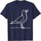 Line Art Bird & Ornithologist Laughing Gull T-Shirt - T-Shirt | Navy