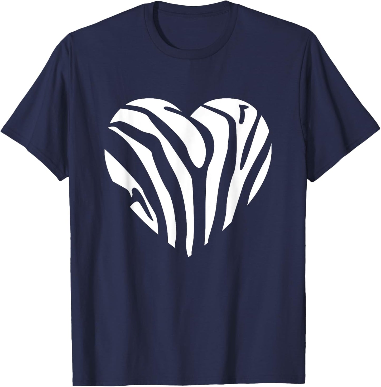 Zebra Heart Animal Lover Stripe Africa Gift Men Women Kids T-Shirt - T-Shirt | Navy
