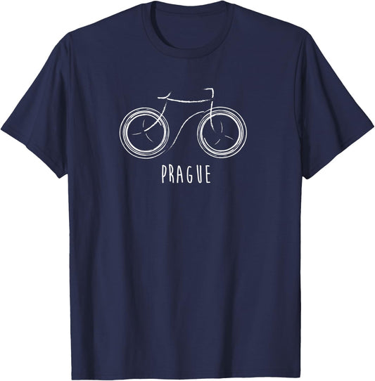 Prague Czech Republic Cute Vintage Retro Bike T-Shirt - T-Shirt | Navy