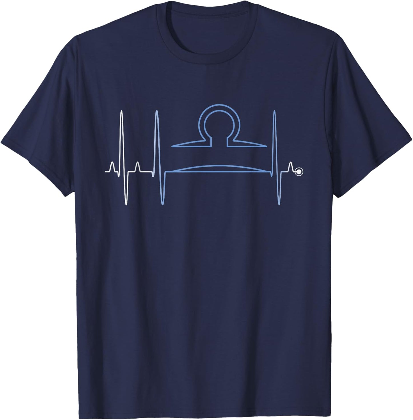 Libra Zodiac Sign Astrology EKG September October Birthday T-Shirt - T-Shirt | Navy